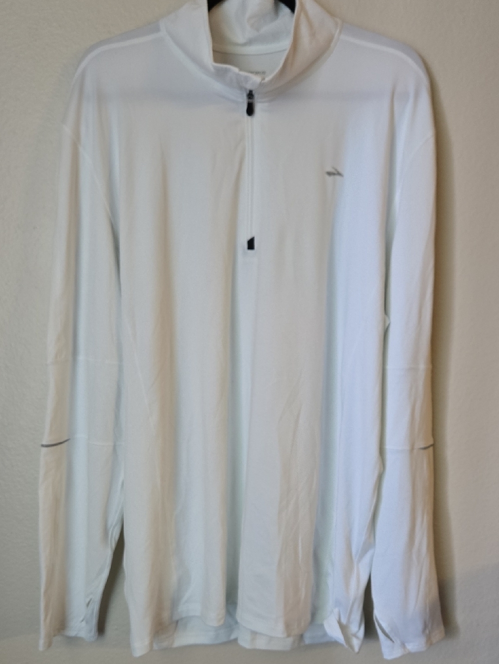 EUC Brooks MensXXL Running Pullover Half Zip Long Sleeve Performance Shirt White